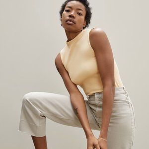 NWT Everlane Pima Micro-Rib Funnel-Neck Tank in Sesame XS